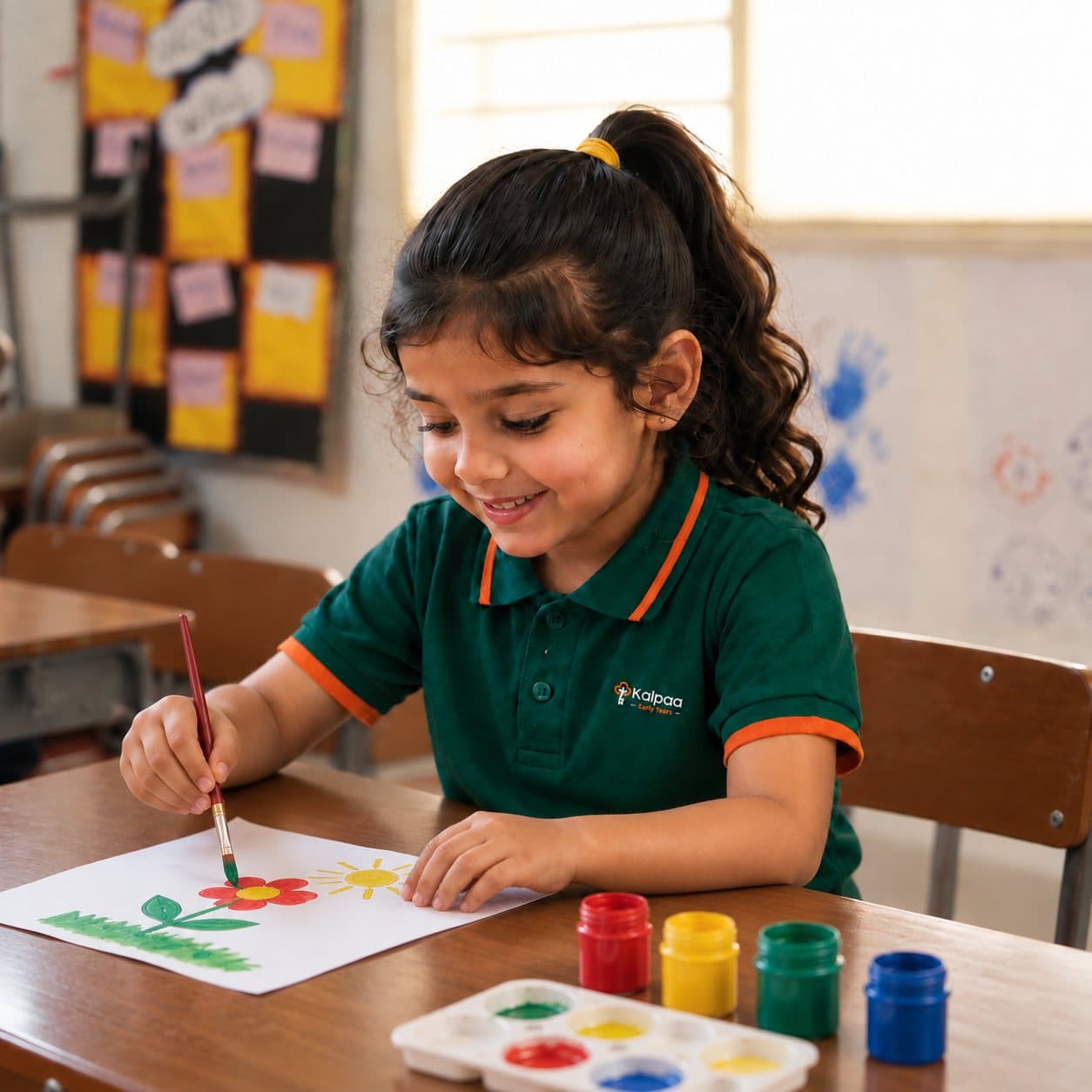 A child painting with a brush