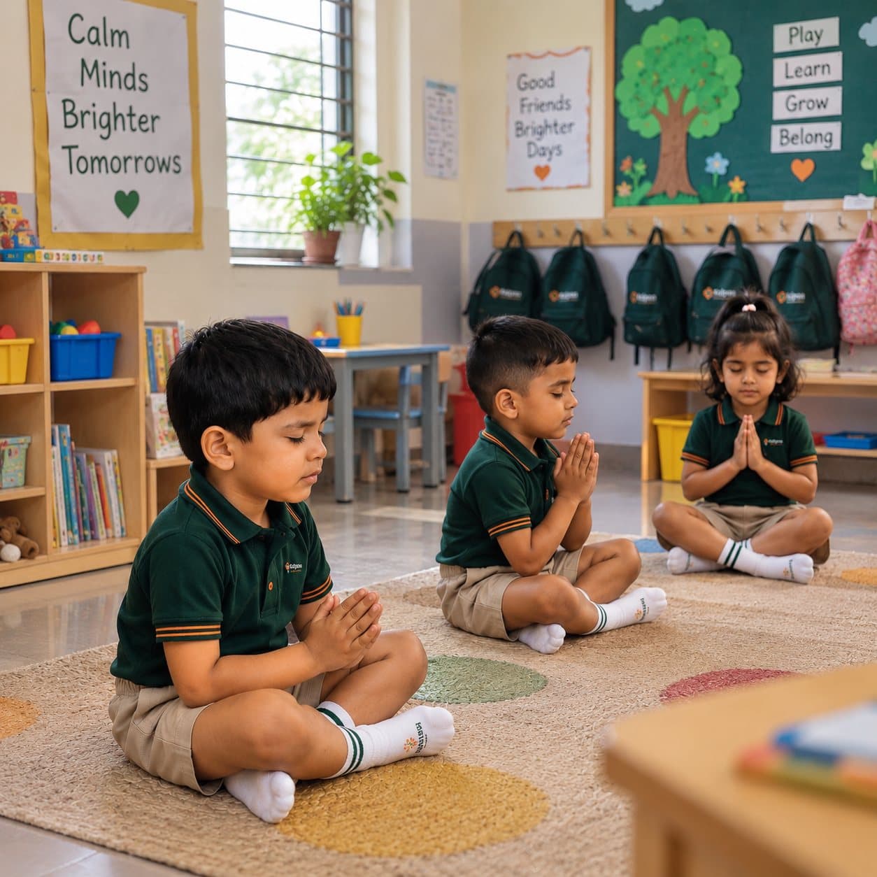 Children gathered for circle time at Kalpaa